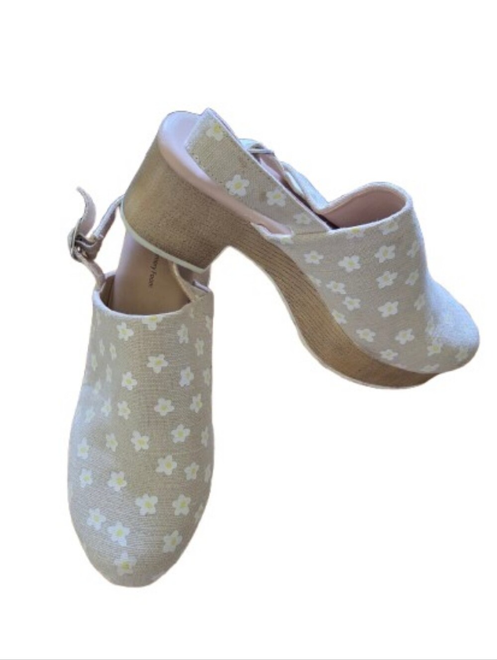 No Boundaries Women's Sling Back Clogs Canvas Daisy Summer Floral Slip On